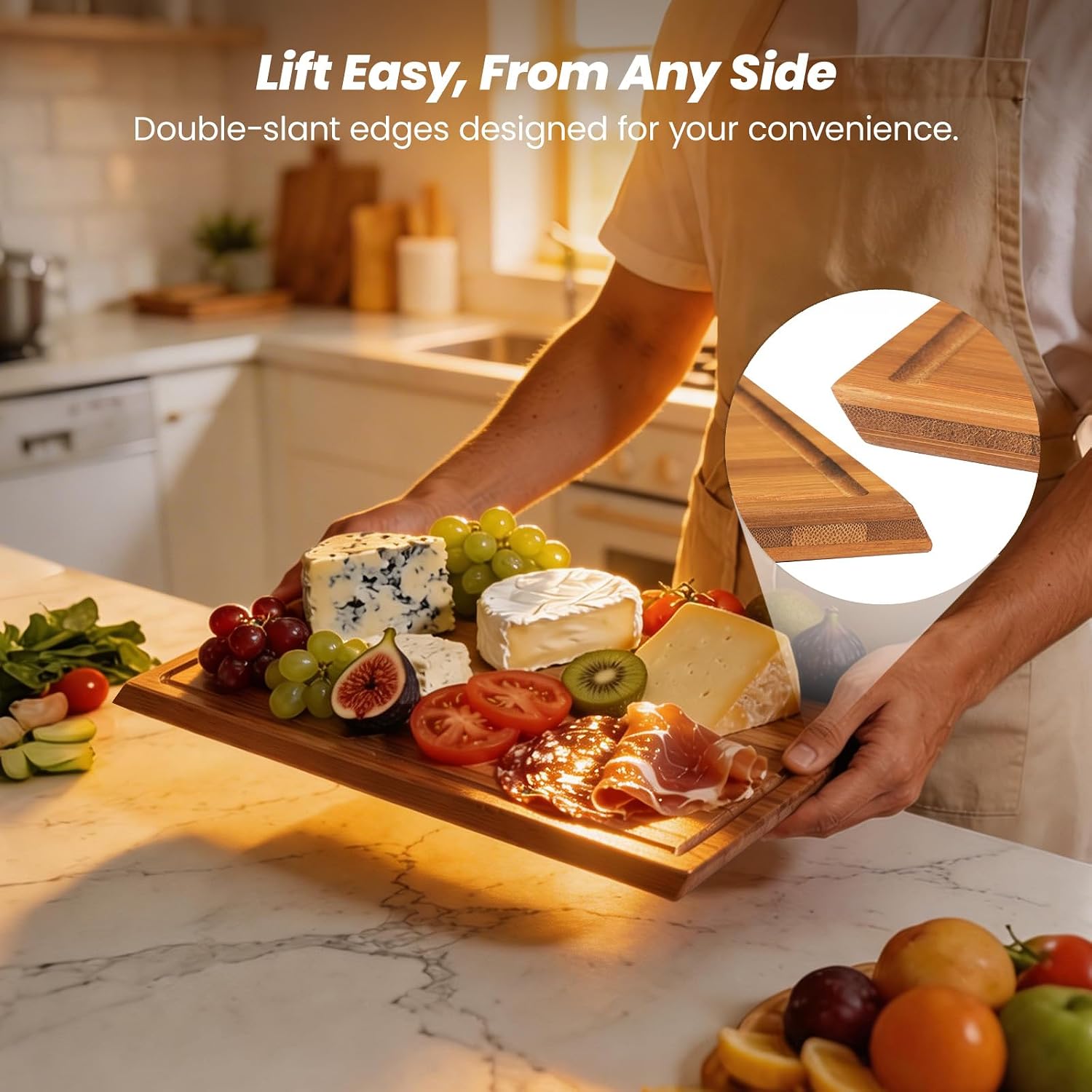 Bamboo Cutting Board Set With  - Meal Prep Cutting 评论和价格