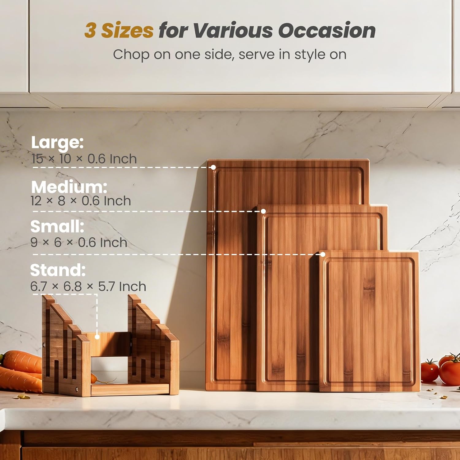 Bamboo Cutting Board Set With  - Meal Prep Cutting 评论和价格