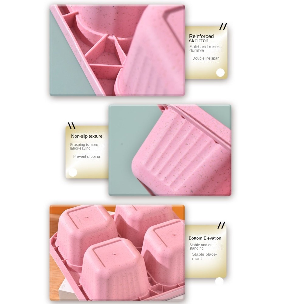 1pc Reusable Wheat Straw 4 Com - Meal Prep Lunch 评论和价格
