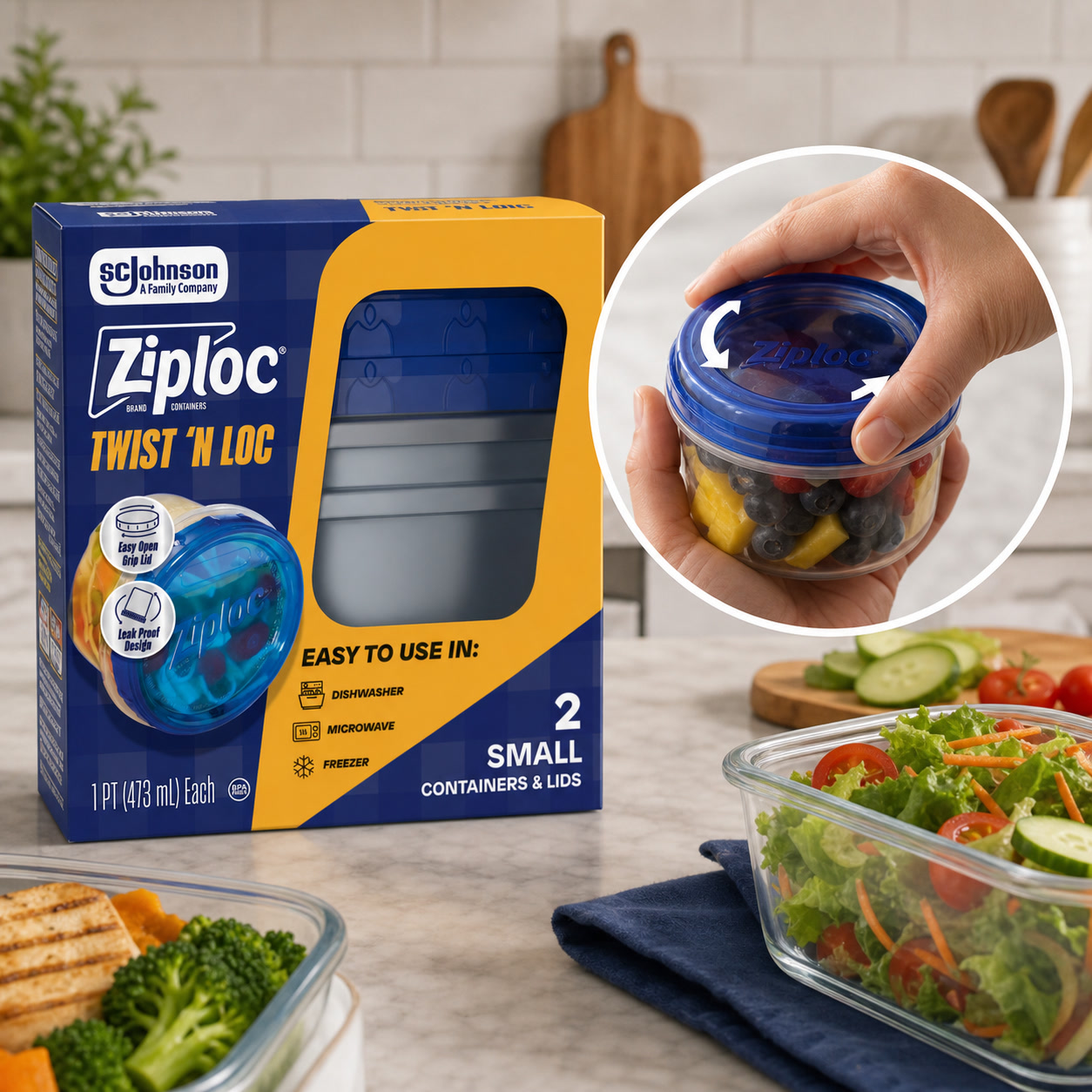 2ct Small Twist Lock Food Stor - Meal Prep Lunch 评论和价格