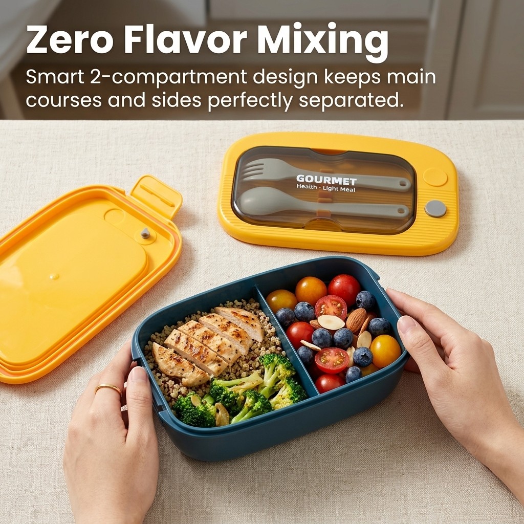 Plastic Bento Lunch Box 2 Comp - Meal Prep Or Prep Meal 评论和价格