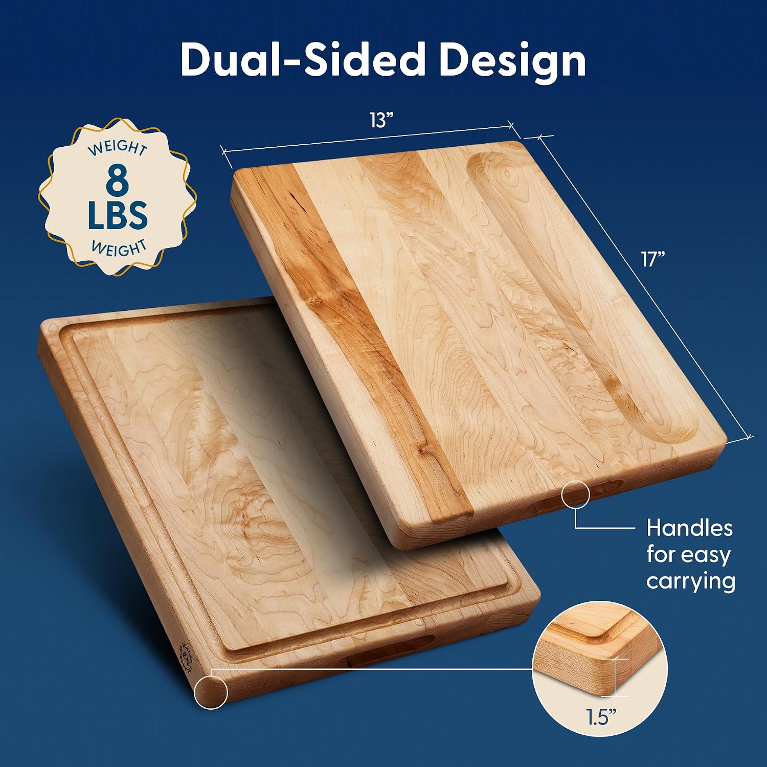 Hard Maple Wood Cutting Board, - Meal Prep Cutting 评论和价格