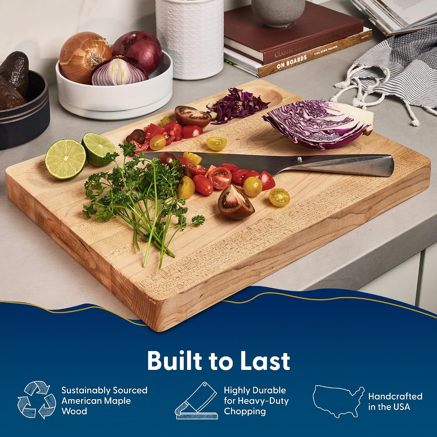 Hard Maple Wood Cutting Board, - Meal Prep Cutting 评论和价格